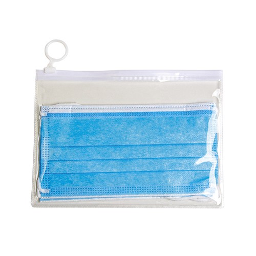 PVC zipped case (18.6 x 14.2 cm) for surgical masks and cooling sports towel (item 18424)
