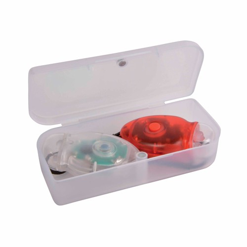 Double LED plastic bicycle lights, one with white light and one with red light