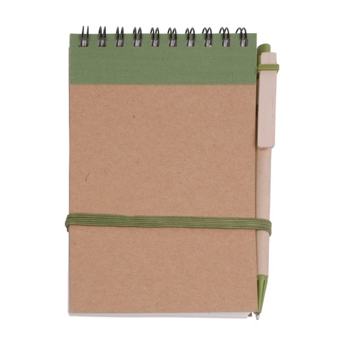 Bloc notes en papier recyclable avec stylo en carton (9x14,8 cm)