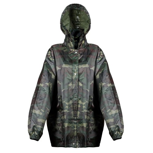 190T POLYESTER AND PVC CAMOUFLAGE RAIN PROOF JACKET