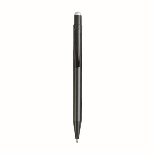 Aluminum push button ball pen with colored touch screen and laser engraved logo