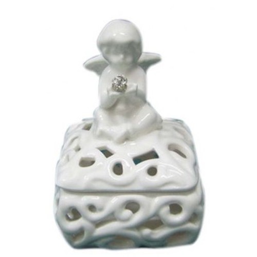SQUARE PORCELAIN ANGEL TRINKET BOX 70x70