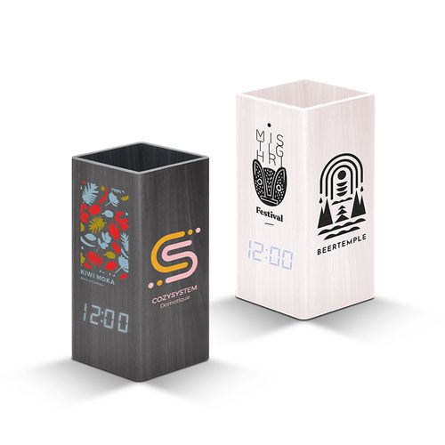 CLOCK WITH PENCILS AND THERMOMETER, OFFICE CLOCK