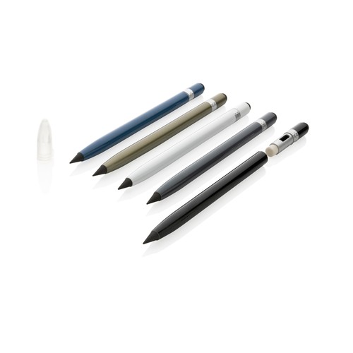 Aluminium inkless pen with eraser