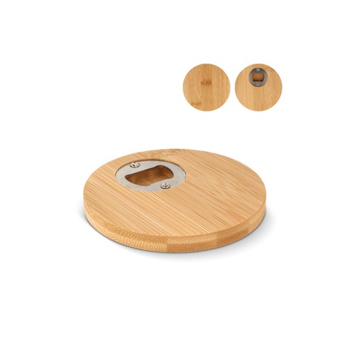 Bamboo coaster & bottle opener
