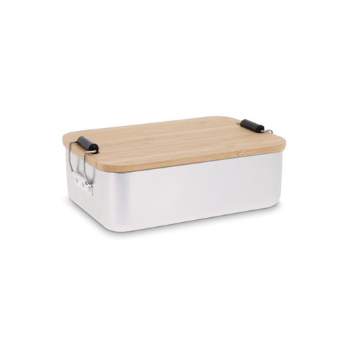 Lunch box aluminium with bamboo lid