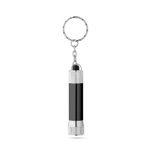 RE-LERGAN. Aluminium keyring (92% recycled) with 3-light LED torch