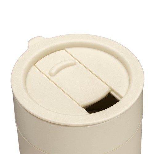 300 ml silicone-coated ceramic mug. Removable PP cap with sliding opening