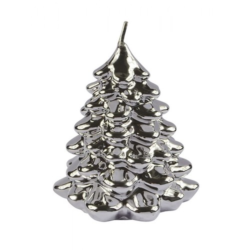 CANDLE CHRISTMAS TREE SILVER SHINY