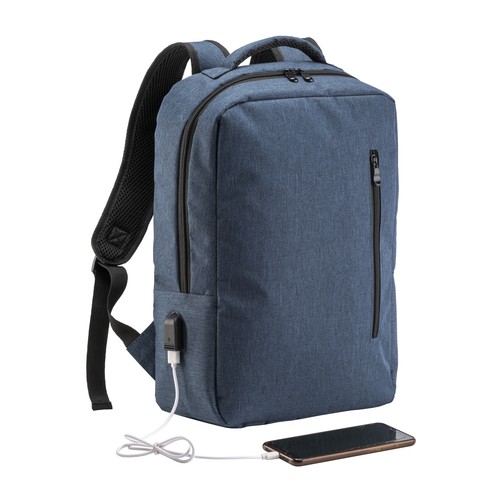 300D Polyester laptop backpack with 3 pockets. Laptop principal pocket and side pocket