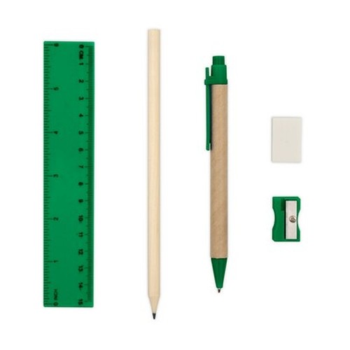 Set scolaire, trousse, crayon, stylo bille, règle, gomme et taille-crayon | Tobias