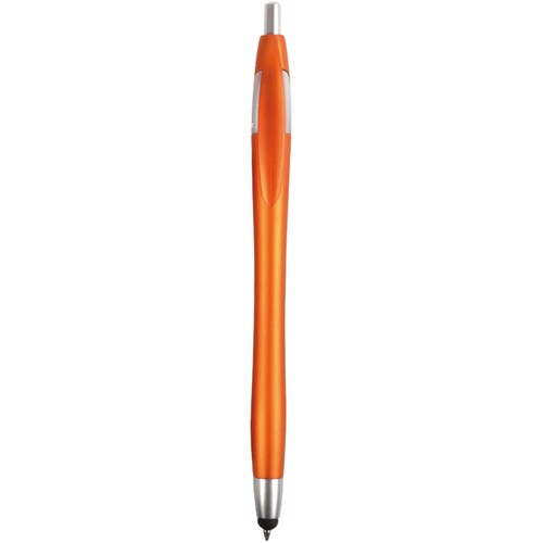 Plastic snap pen with touchscreen rubber tip