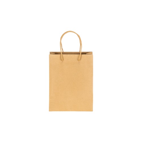 150 g/m2 natural recycled paper bag with gusset and short colored handles