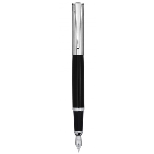 STYLO PLUME NOIRE ET CHROMÉE