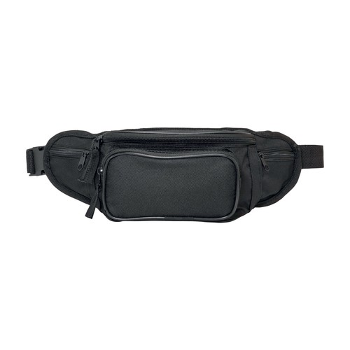600D polyester 5-pocket waist bag with adjustable waist strap and clip closure