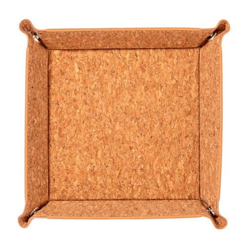 Cork tray with press buttons.