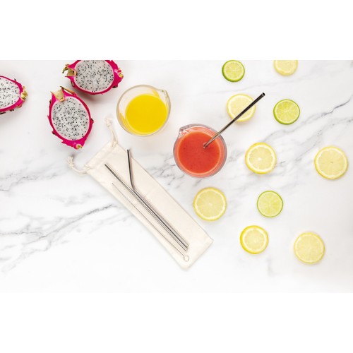 Herbruikbare 3 delige set RVS rietjes