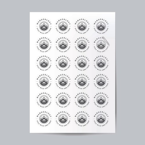 Sticker blanc en PLANCHE A5 (INT/EXT) Blanc 5 stickers intérieurs
