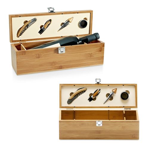 SYRAH. Bamboo, zinc and stainless steel wine set