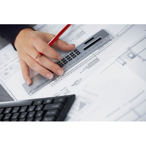 ABS liniaal met rekenmachine Heather