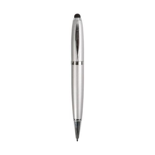 Plastic black ballpoint pen with 4 GB pen drive and touchscreen tip. Upload on request
