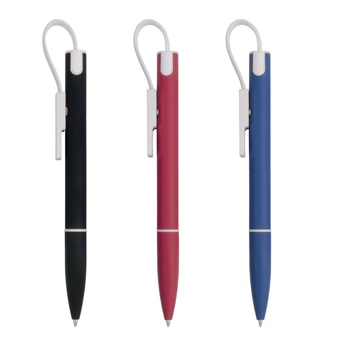 Aluminium twist pen with clip that converts to charging cable USB/Lightning/micro USB