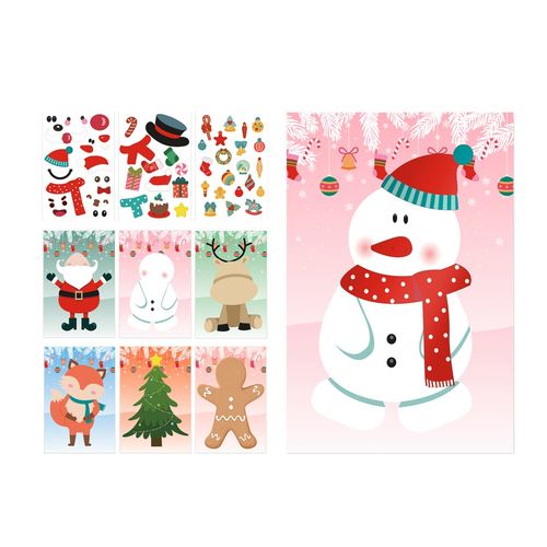 GLIMN. Set van zes bladen met kerstfiguren en 3 bladen stickers