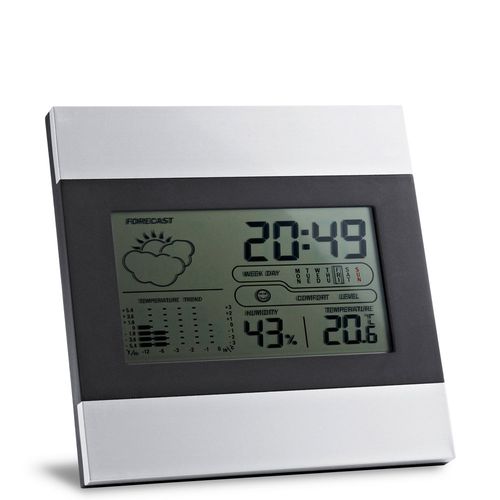 DENE. Station météo de bureau avec écran LCD en aluminium et ABS