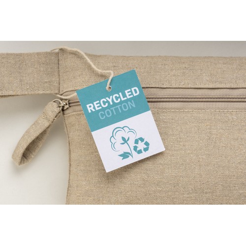 Portadocumentos de algodón reciclado de 180 g/m2 con cierre de cremallera, certificado GRS