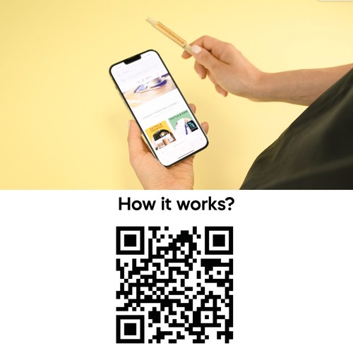 BALLPOINT PEN WITH NFC TAG (144 bytes) in bamboo fiber and ABS