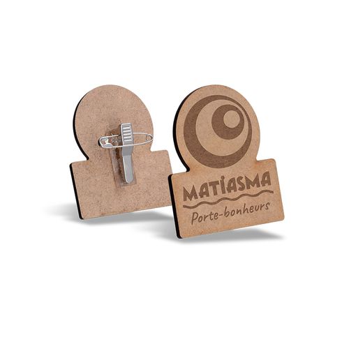 3MM THICK MDF BADGE WITH CLIP PIN (20 TO 40CMv)