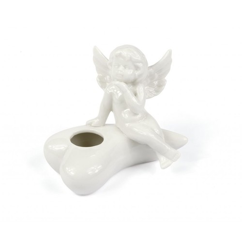 PORCELAIN ANGEL CANDLE HOLDER 90x50mm
