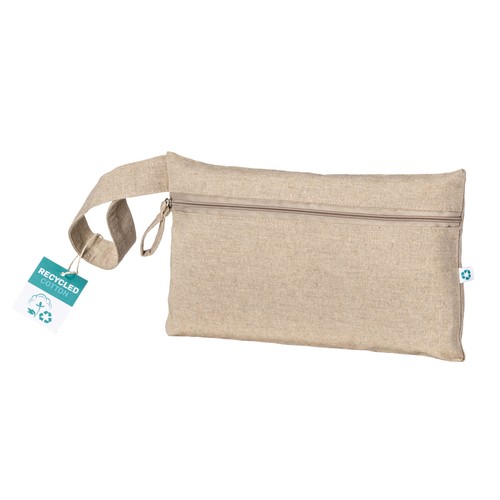 Document holder made of 180 g/m2 recycled cotton with zipper closure, GRS certified