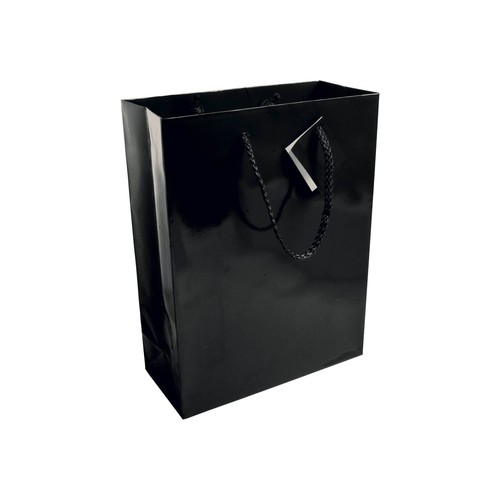 157 g/m2 laminated paper shopping bag with gusset and bottom reinforcement, string handles