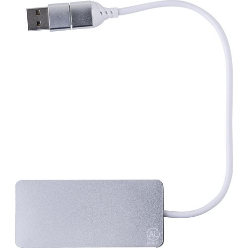 Gerecyclede aluminium USB hub Layton