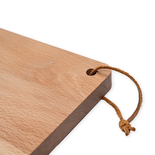 Planche avec languette en cuir hêtre 30x20 cm