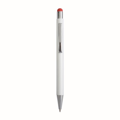 Aluminum push button ball pen with colored touch screen and laser engraved logo