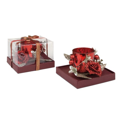 CANDLE-HOLDER RED GLASS  d=65 - h=75 mm