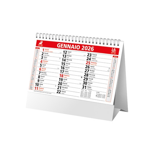 2026 Two-Colour Monthly Desk Calendar, 13 sheets on matte coated paper