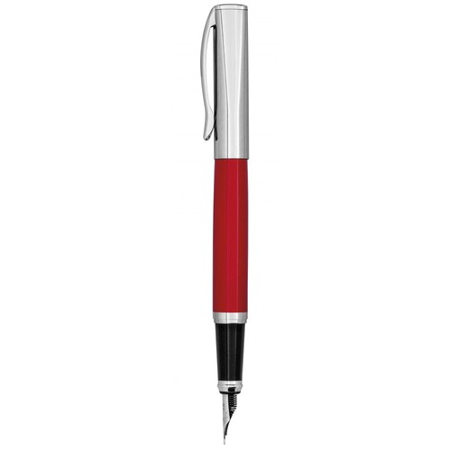STYLO PLUME ROUGE CHROMÉ