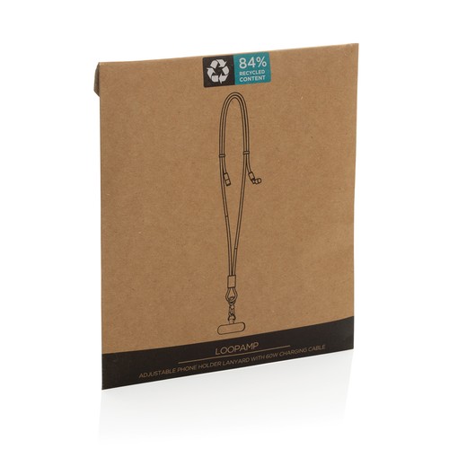 LoopAmp RCS rPET verstelbaar telefoonkoord met 60W kabel