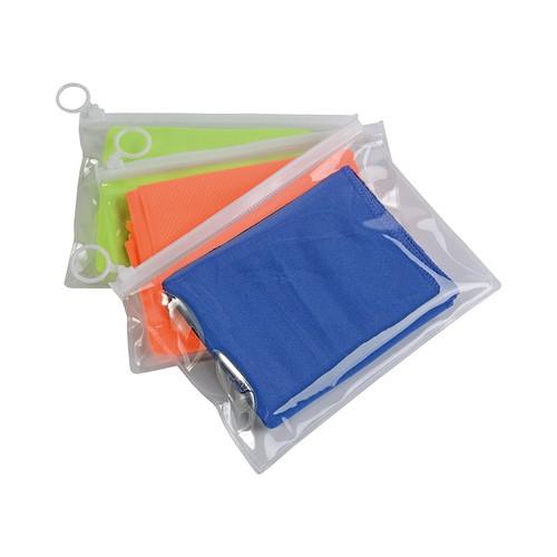 PVC zipped case (18.6 x 14.2 cm) for surgical masks and cooling sports towel (item 18424)