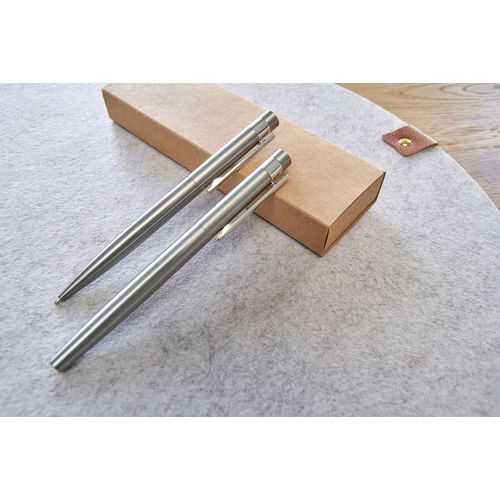 Gerecycled roestvrijstalen schrijfset Fritz