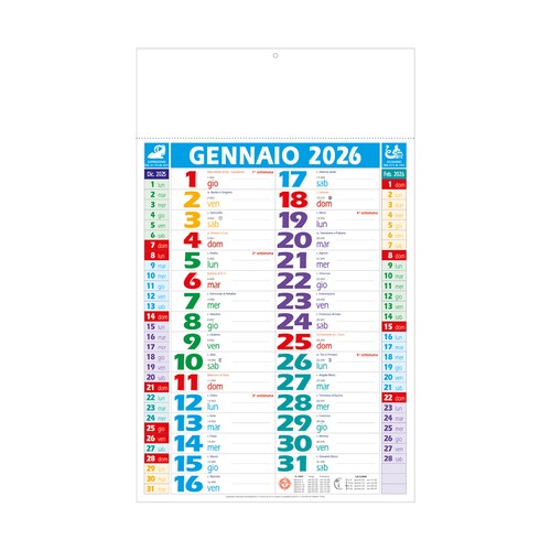 2026 Multicolour Monthly Wall Calendar, 12 sheets, coated paper, heat-sealed