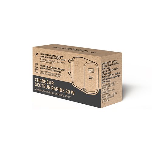 30 W USB QC & PD TYPE-C OUTPUTS FAST CHARGER