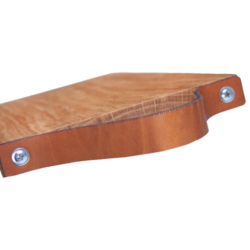 Planche avec poignée en cuir chêne 33x16 cm