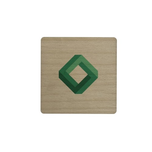Badge en bois AIMANTÉ - France Carré 40 mm Plaqué bois