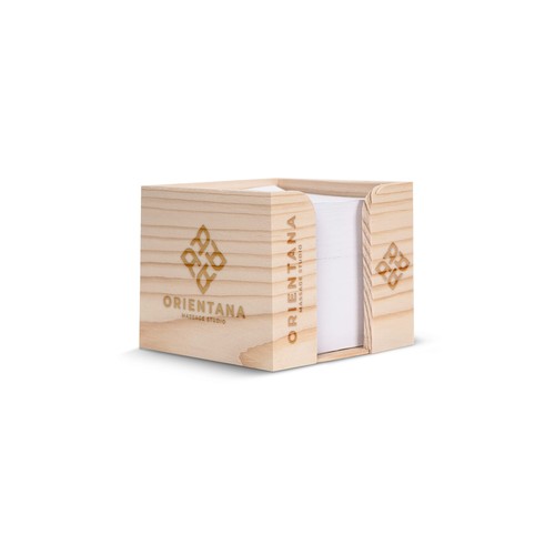 Bloque de notas 10x10x8.5cm en caja de cubo de madera