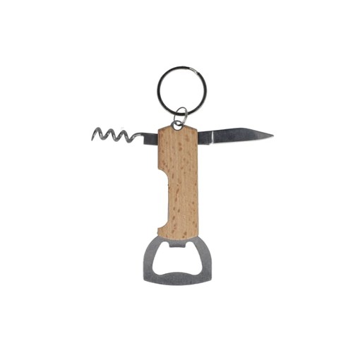 Bamboo wine & bottle opener keychain