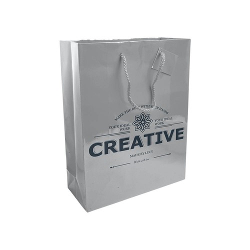 157 g/m2 laminated paper shopping bag with gusset and bottom reinforcement, string handles